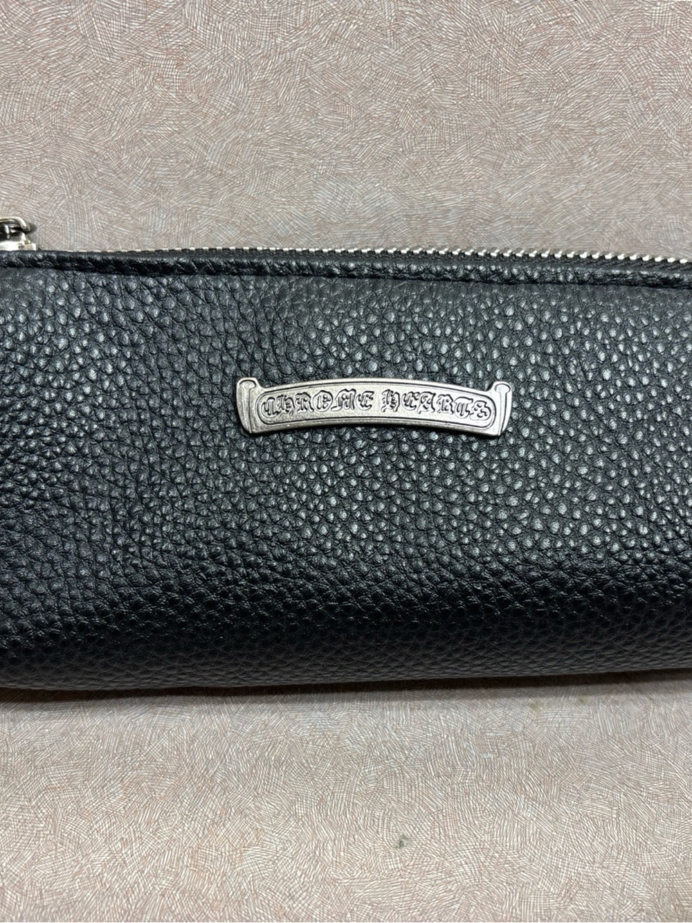 Chrome Hearts Pebble Leather Glasses Pencil Cosmetics Case Bag Pouch Zip Up